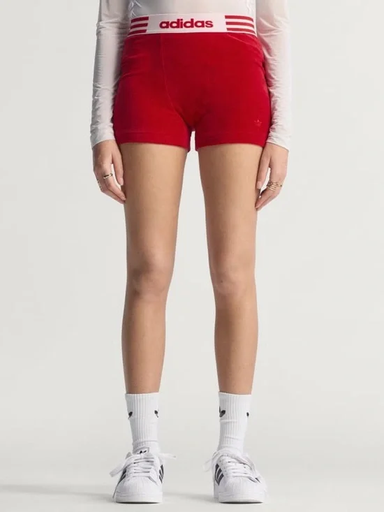 adidas WINTERIZED BOOTY SHORTS Red High-Rise Athletic Shorts - Picture 3 of 7